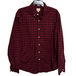 Mens J.Crew Maroon and Black Plaid Button Down Shirt - Size Large